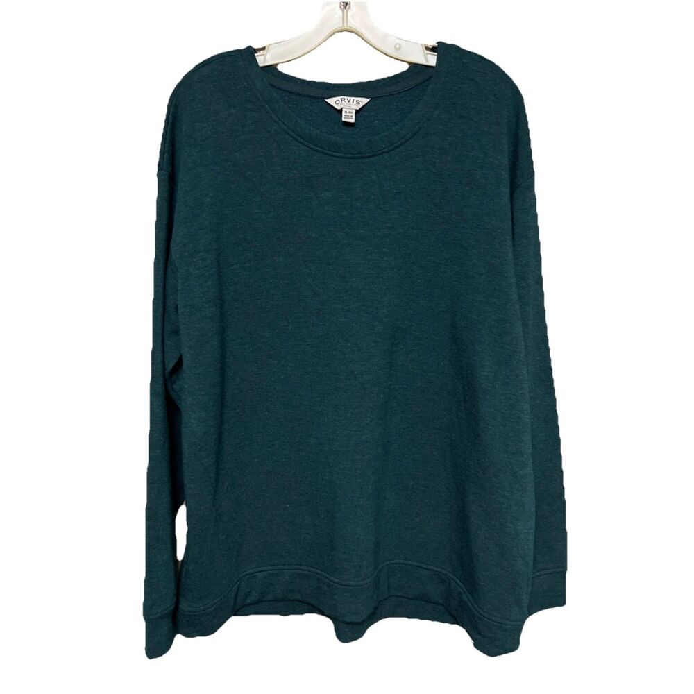 Orvis Sweater Womens XL Green Outdoors Sweatshirt Casual Pullover Ladies